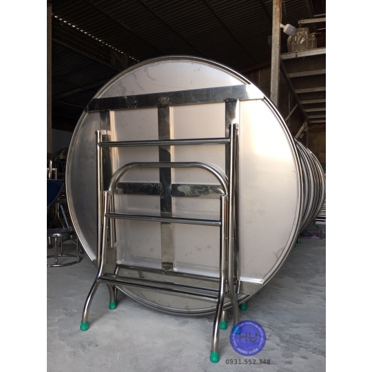 Bàn Tròn Chân Gấp Gọn Vào Mặt Inox
